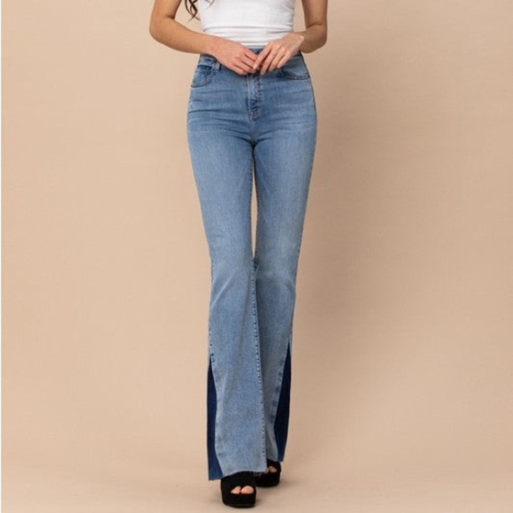 Light Blue Hidden Happi Flare Jeans for Women